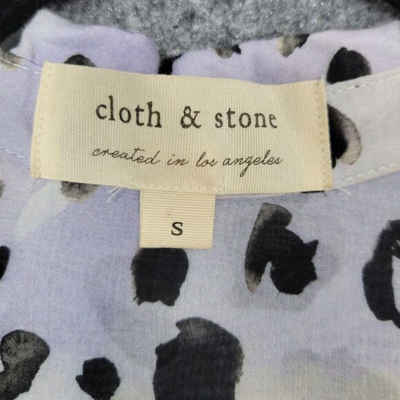 CLOTH & STONE Leopard Animal Print Flowy Long Sleeve Rayon Button Top SIZE SMALL - Picture 10 of 12